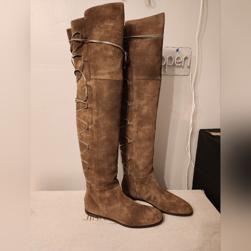 Jimmy Choo Mayfair over the knee suede flat boots size 43 (US 11)
